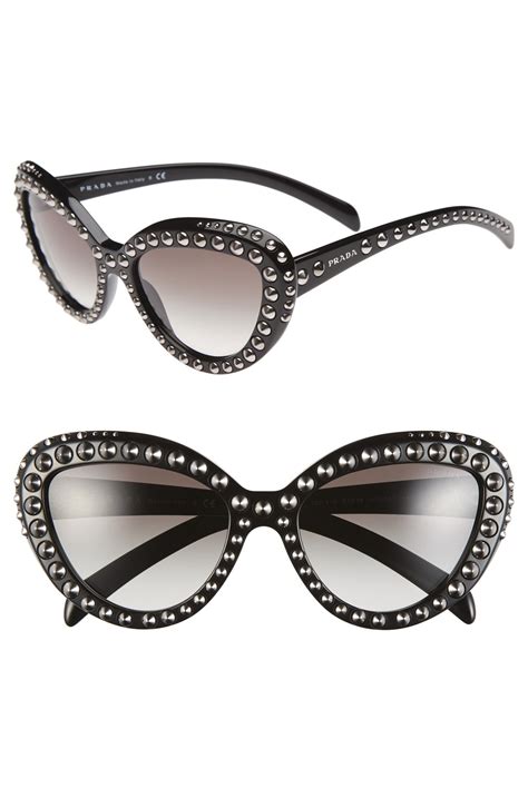 prada catwalk round mirrored sunglasses|Prada cat eye studded sunglasses.